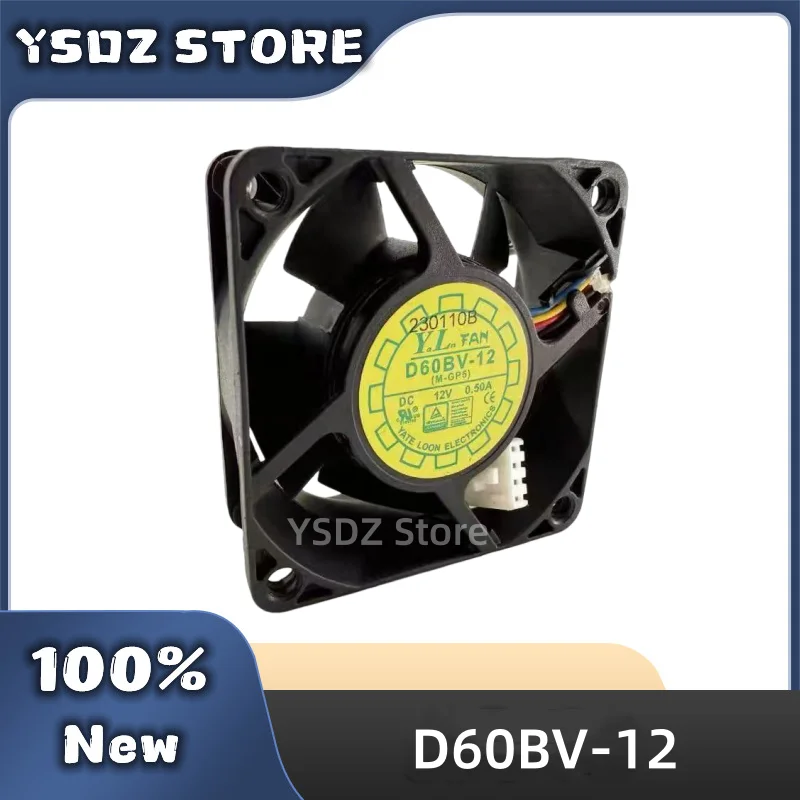 100%New CPU Cooling Fan D60BV-12 6025 12V 0.50A 2/3/4-wire Large Air Volume Server Fan 6CM 6025 60*60*25MM in stock