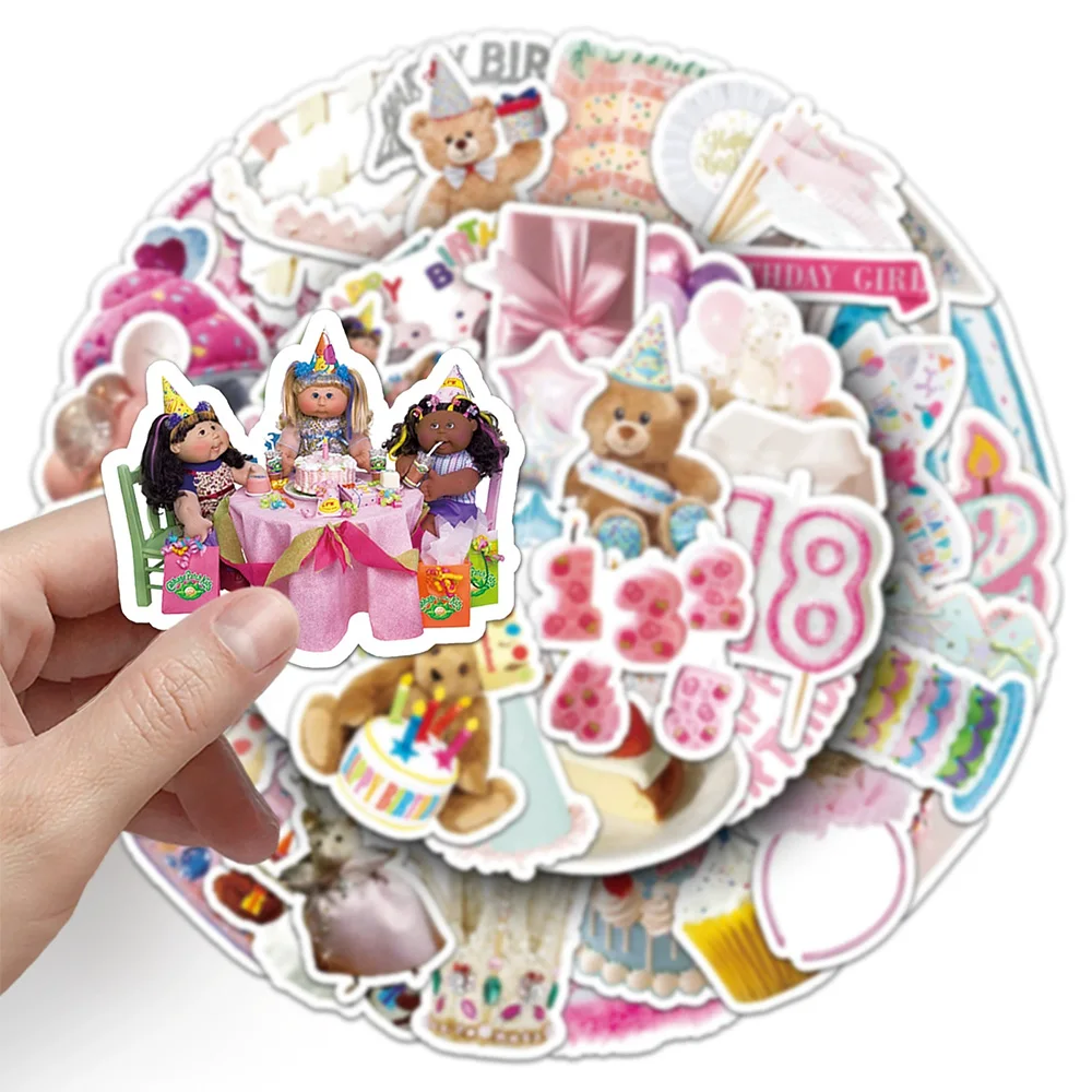 

10/30/50pcs Ins Style Happy Birthday Theme Stickers Cute Creative Sticker Scrapbooking Luggage Phone Decals for Party Decoration