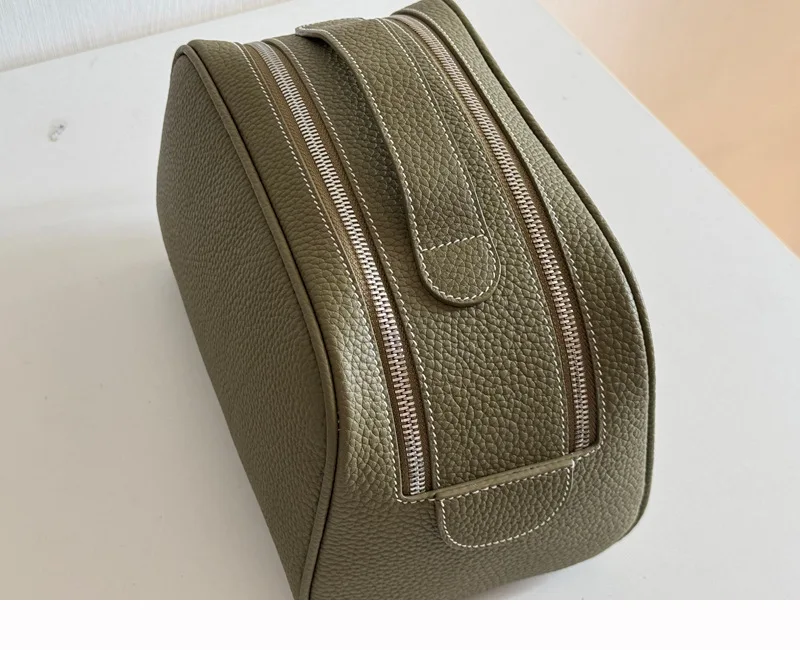 Erstklassige Kosmetiktasche aus Rindsleder für Damen, Hochwertige Tragbare Reise-Kosmetiktasche mit Großer Kapazität, Weiche Luxus-Toilettentasche – Detail 26