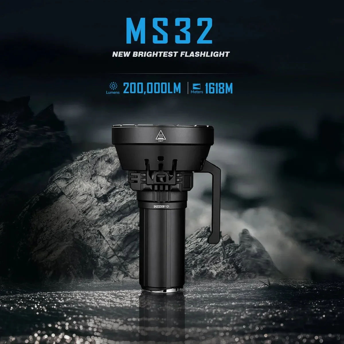 IMALENT MS32 Taschenlampe, 200.000 Lumen, superhell, leistungsstarkes Licht, leistungsstarke, tragbare, wiederaufladbare, wasserdichte Taschenlampe, 1618 m Strahl – Detail 1