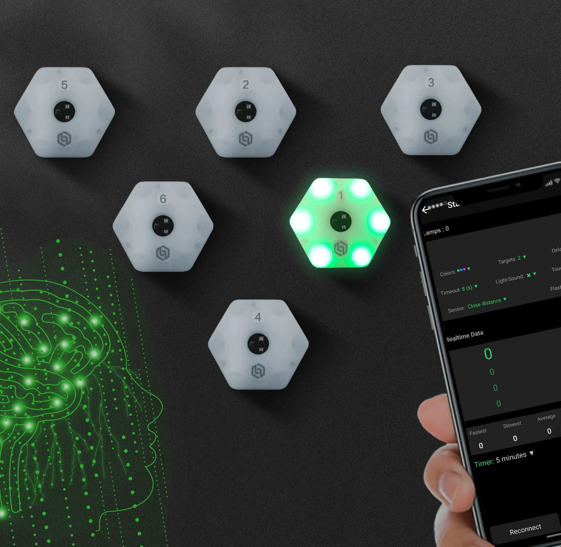 ReactionX Rlt Agile Reaction Light Induction Trainingsgerät 6-Lichter-App für Basketball, Fußball, Sport, Unterhaltung