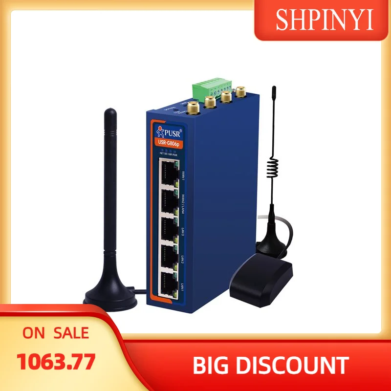 PUSR Dual Qualcomm Industrial Cellular Router 5*Ethernet+RS232+RS485 4G LTE Router Sim Card Modem WiFi Router USR-G806p