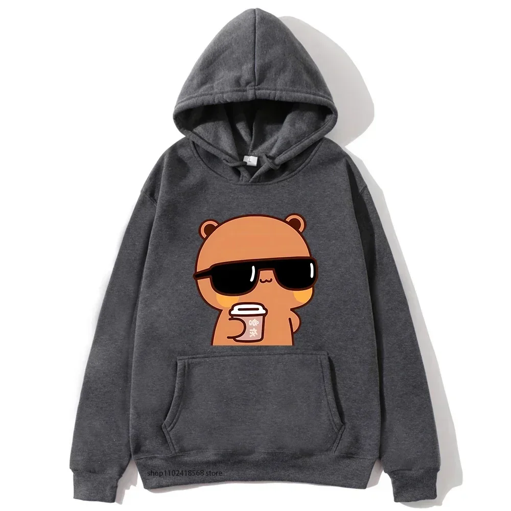 Couple Hoodies Bubu Is Watching Movie with Dudu Sweatshirts Cartoon Cute Graphic Pullover Women Kawaii Y2k Top Men Clothes Men