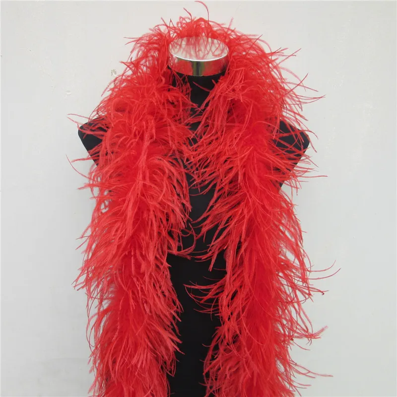 

2 Meters red ostrich feather boa Trims skirt Party/Costume fluffy ostrich feathers For Crafts DIY wedding decorations Plumes