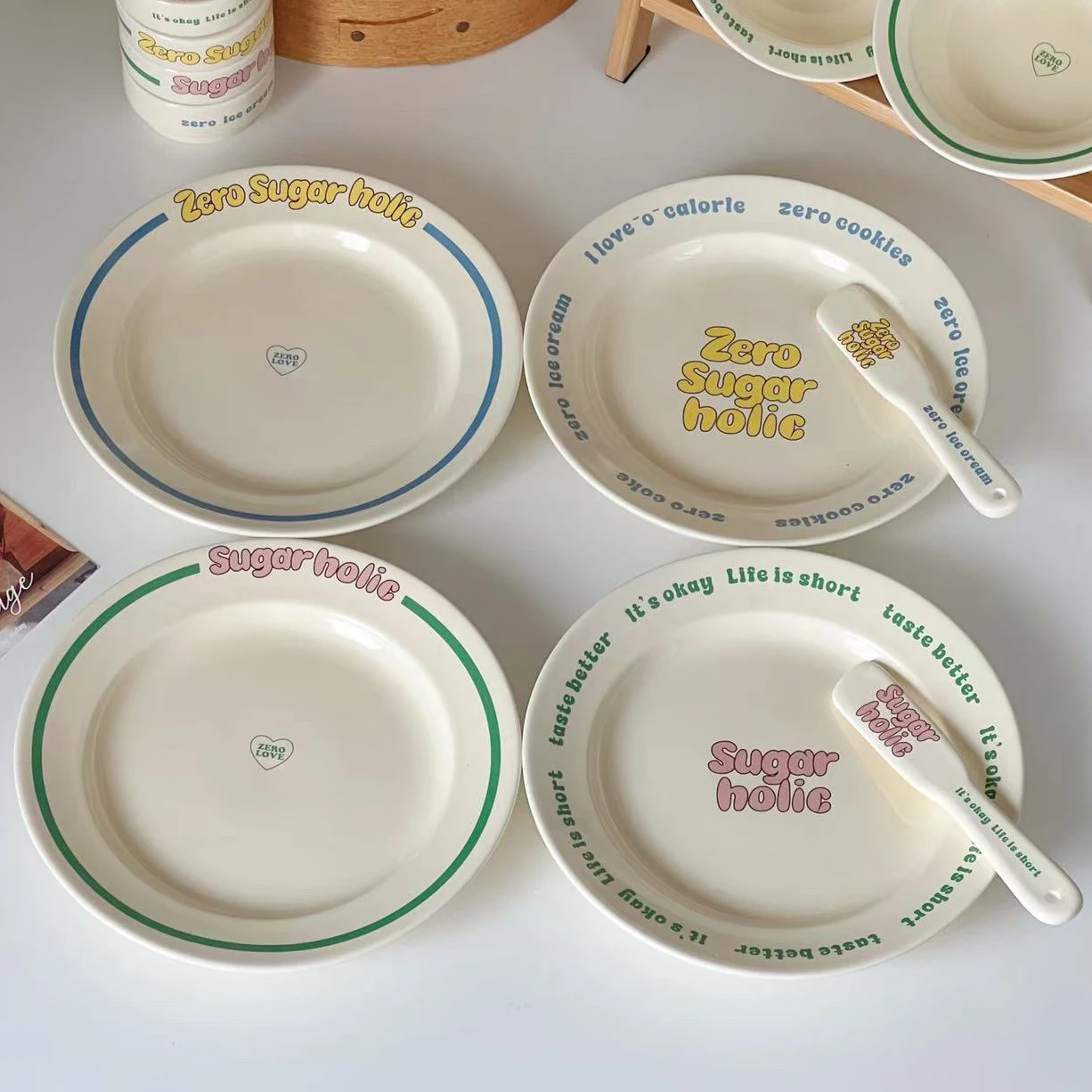 

Nordic Style Ceramic Dinner Plates Household Letters Versatile Serving Plate Creative Dessert Cake Dish Western Pasta Tableware