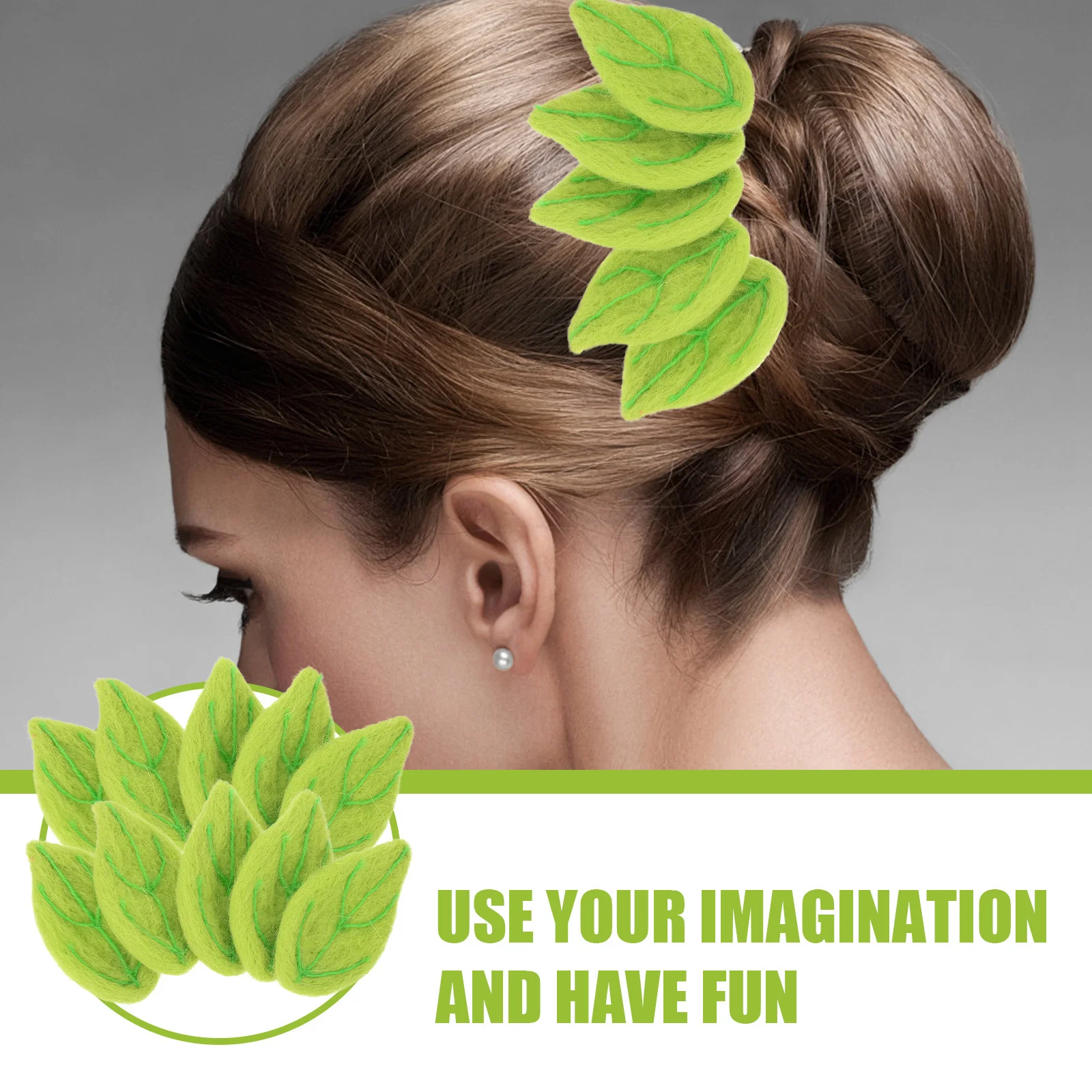 

10pcs Wool Felt Green Leaf Charms Diy Crafts Sewing Materials Hairpin Brooch Decor Kids Room Party Wall Accessory Handicrafts