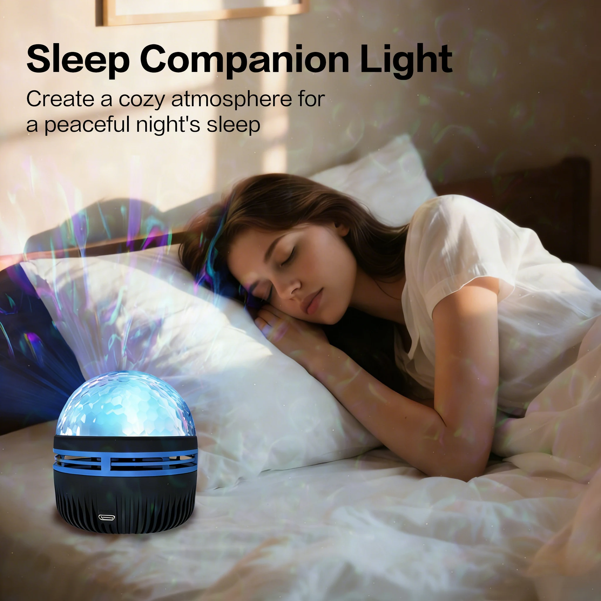 RGB Color Changing Water Wave Projection Lamp USB Powered 5V Remote Control Auto Flowing Sound Sensor Night Light For Festival Room Decoration view 7