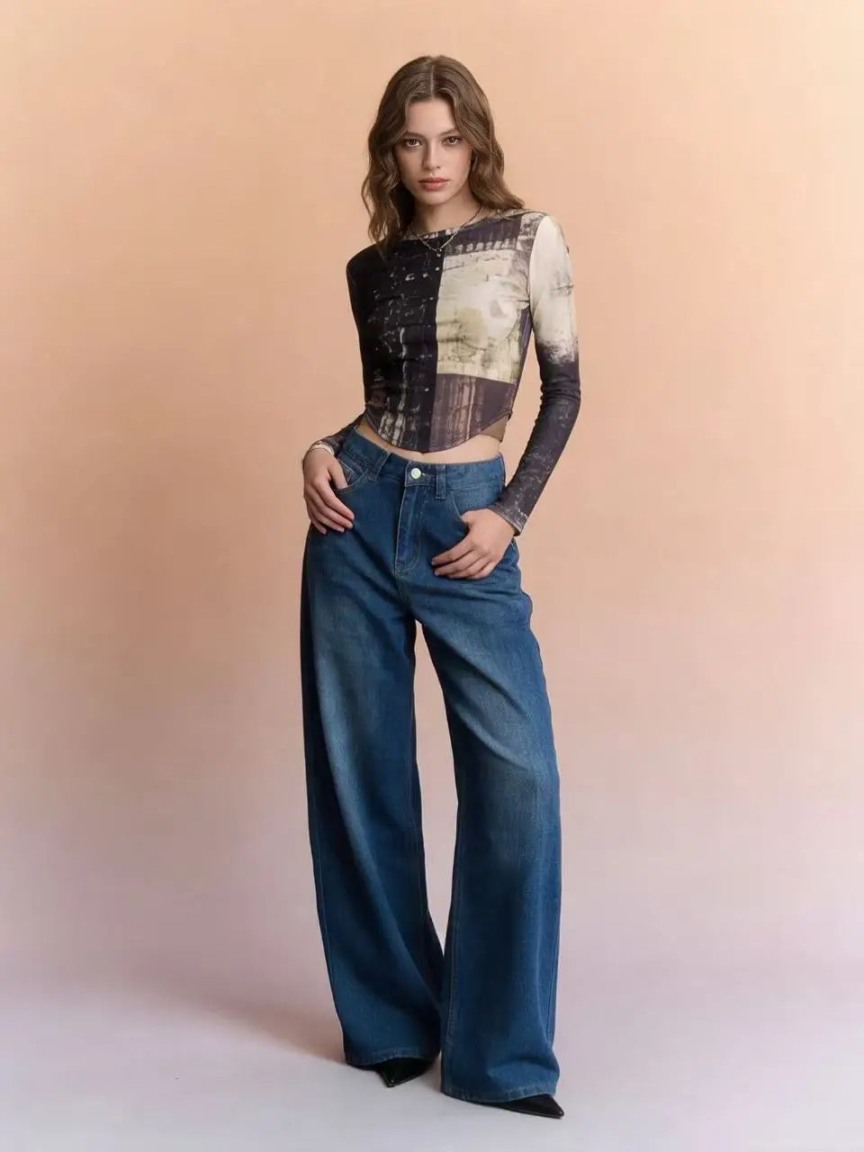 

Vintage High Waist Loose Jeans Straight Wide Leg Baggy Jeans Retro Washed Casual Chic Jeans Soft Breathable Lightweight Denim