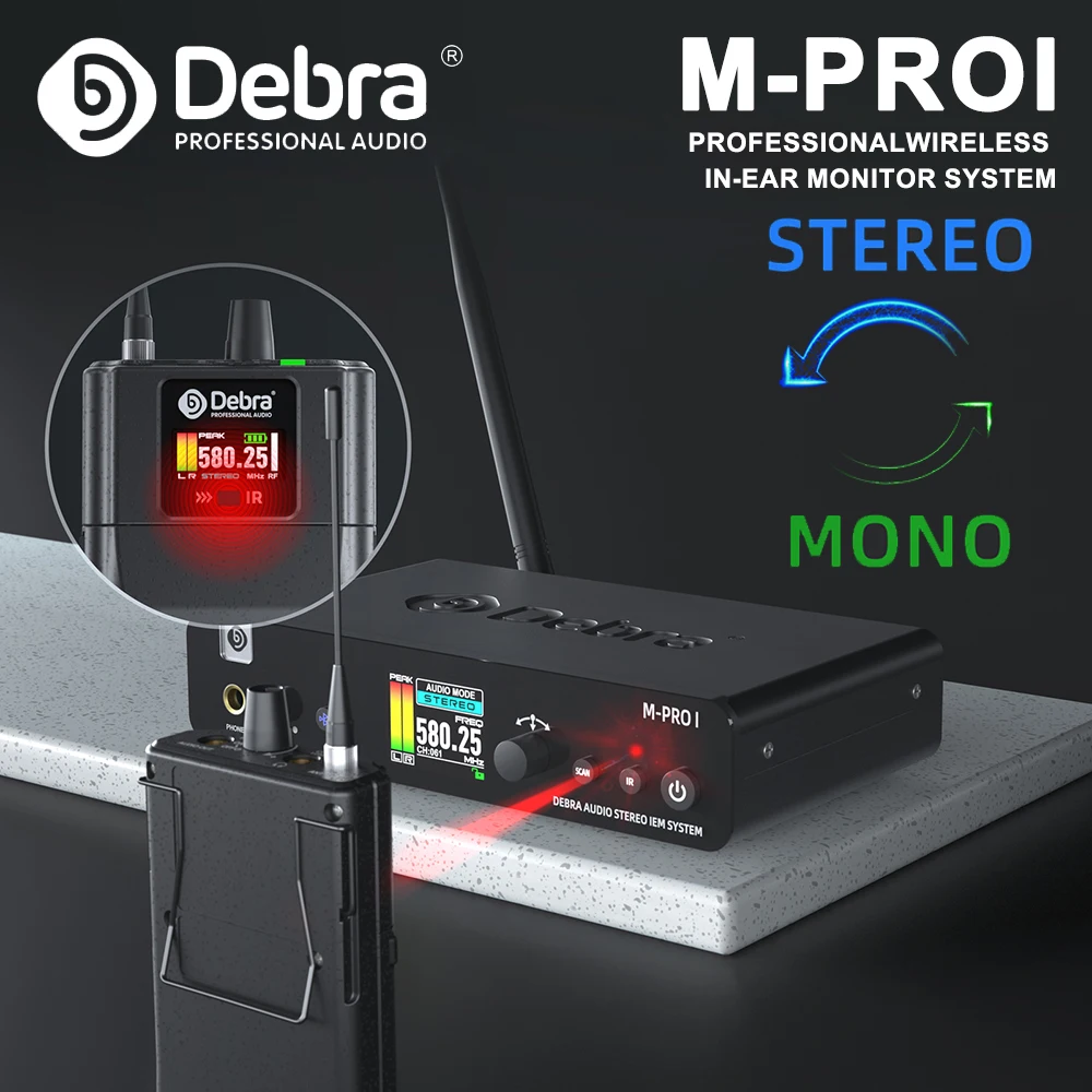Debra M-PROI Professional Wireless In-Ear Monitor System, 560-690MHz Bluetooth 24-bit/44.1kHz 7ms Latency for Stage Performance