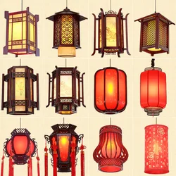 Vintage chińska lampa wisząca Decor jadalnia oprawa oświetleniowa LED salon sypialnia drewno ręcznie rzeźbione latarnie lampy wiszące