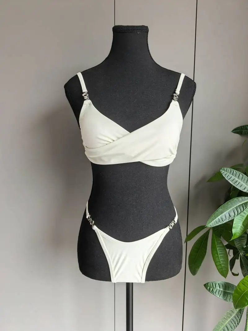 Zestaw bikini Cikini, seksowny strój kąpielowy dwuczęściowy w jednolitym kolorze, na lato, na plażę, kostium kąpielowy dla kobiet.