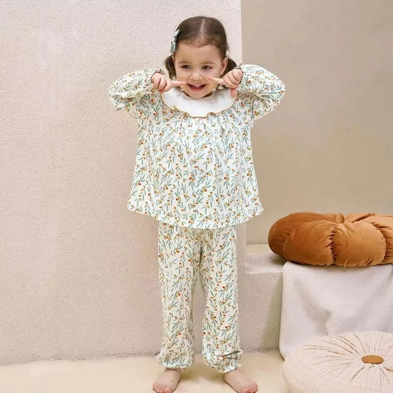 2024 Printed Long Sleeves Sleepwear Set for Boys Girls Comfort Children Two-Piece Sets Casual Home Wear Baby Girl Cute Pajamas