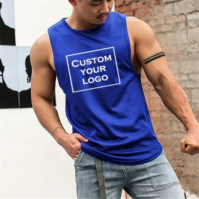 Men's Running Tank Top Fitness Wear Shirts Tops Man Sports First Layer Undershirt Ice Vest Sweatshirt Gym Tees Singlet Marathon