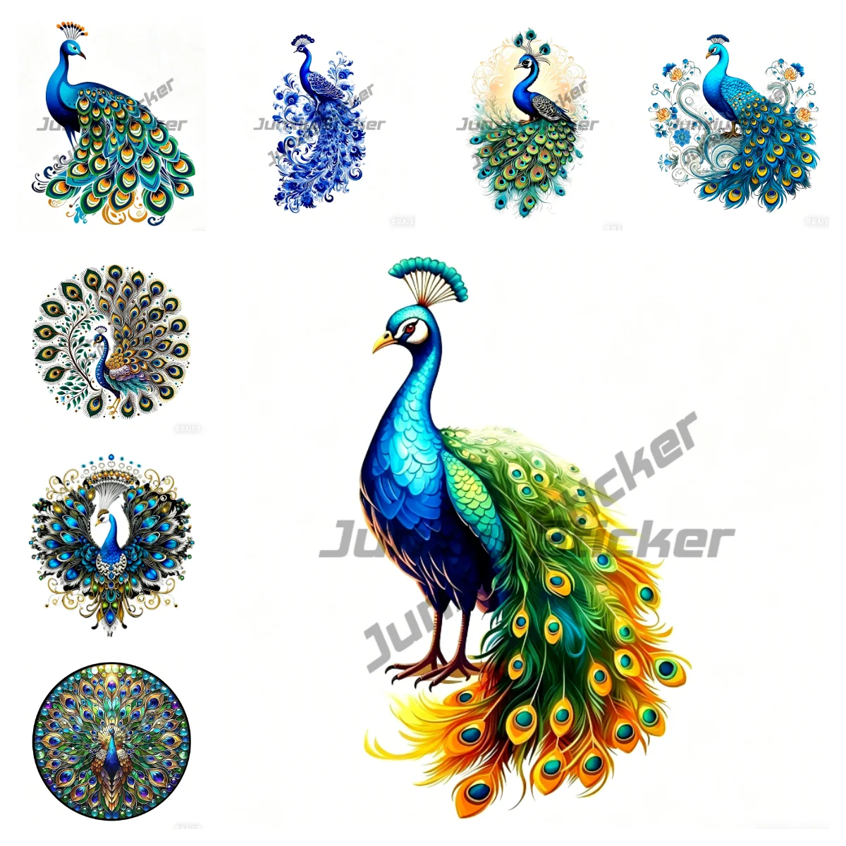 

Peacock Beautiful Car Stickers Waterproof Gem Feathers Tumbler Creative Laptop Computer Host Decal Fashion DIY Decor Accessories