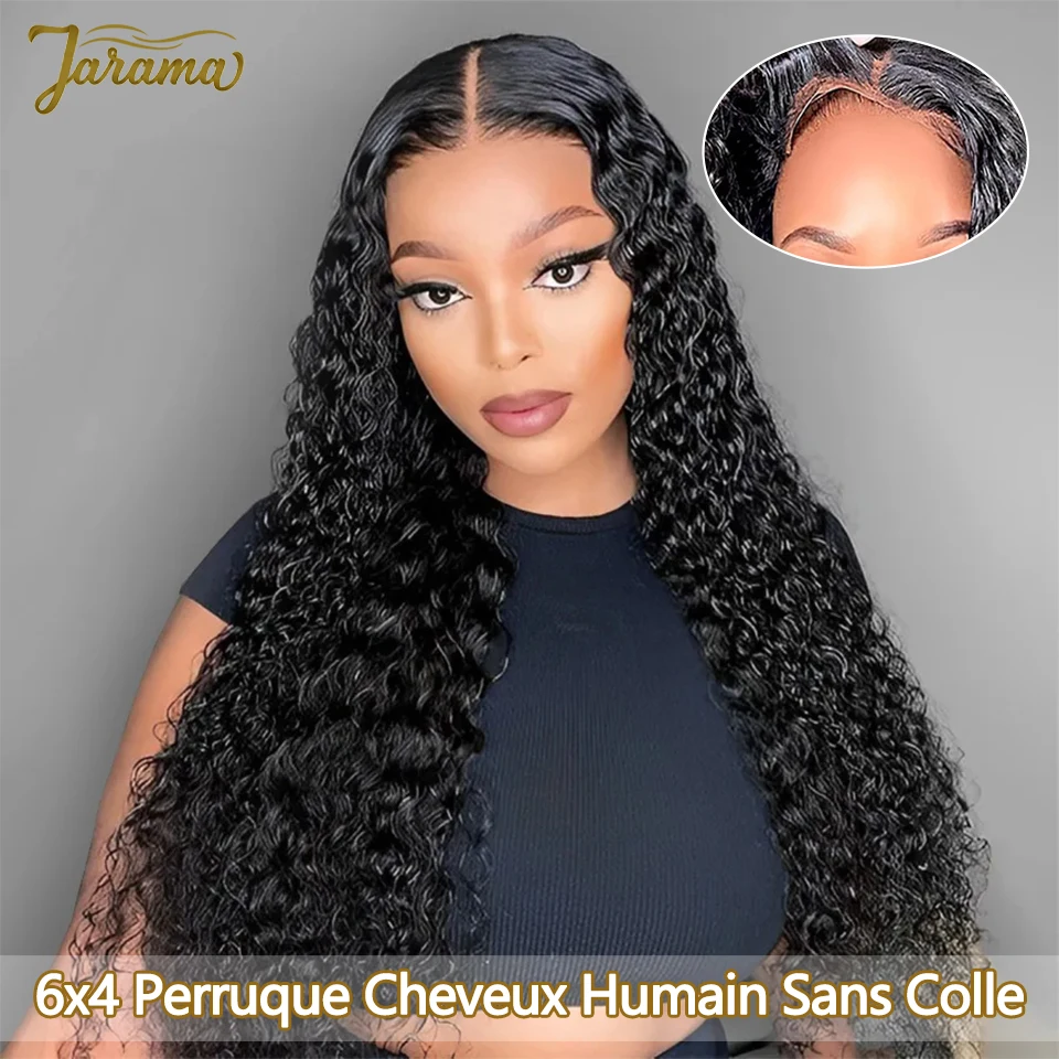 6x4 Water Wave Glueless Human Hair Wigs Transparent Lace Wig 100% Brazilian Human Hair Wig Sale Curly Human Hair Wig Natural Hair Women Wig 3 Day Delivery France