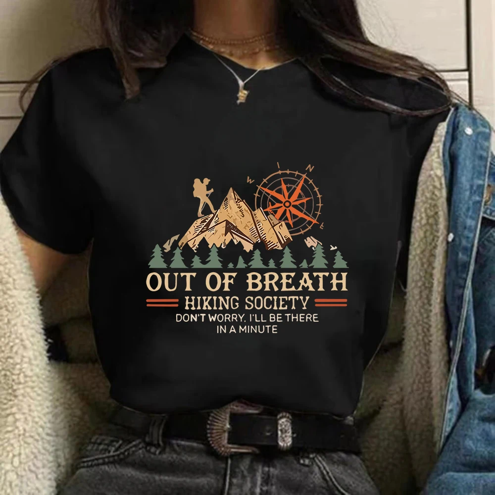 Camiseta con estampado de campamento para mujeres, camiseta con estampado de campamento RV para personas amantes del aire libre, camisetas para relajación y escapadas a la naturaleza, ropa para mujer