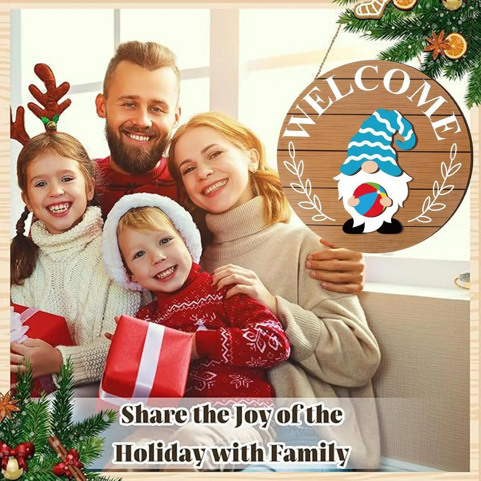 Seasonal Door Sign Interchangeable Wreath Decoration Wooden Gnomes Seasonal Door Decorations For Home Kitchen Wall Classroom