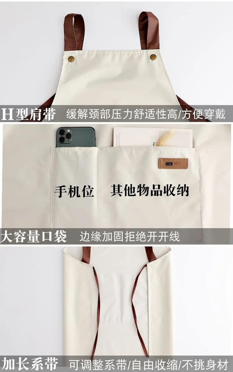 Cartoon Waterproof Apron with Pocket Restaurant Cooking Apron Kitchen Household Cleaning Apron Duck Pattern Working Uniform Tool