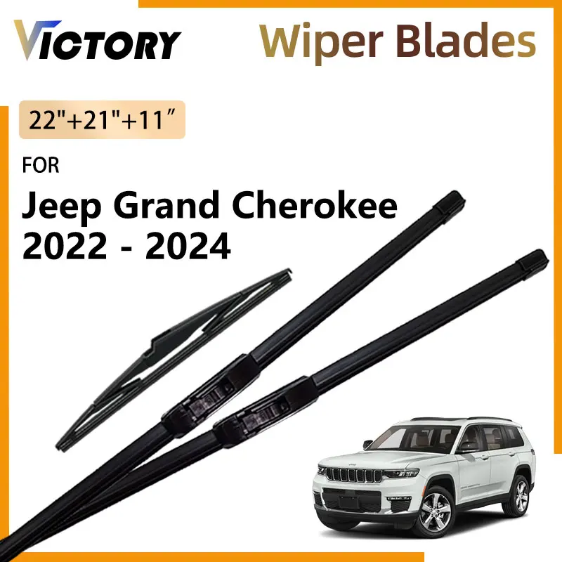 

Front Rear Wiper Blades For Jeep Grand Cherokee WL 2022 2023 2024 Accessories Windshield Windscreen Window Brushes 22"+21"+11"