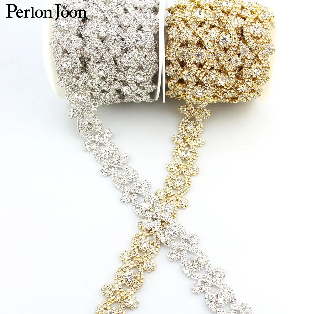 X-shape AB color Symphony crystal rhinestones trim metal chain Ribbon for dress, bag, shoes accessories ML013