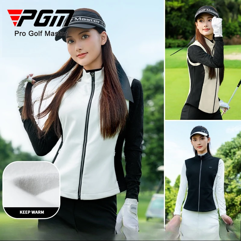 PGM Women's Golf Vest Autumn Winter Light Absorbing and Heating Warm Sports Jacket YF846