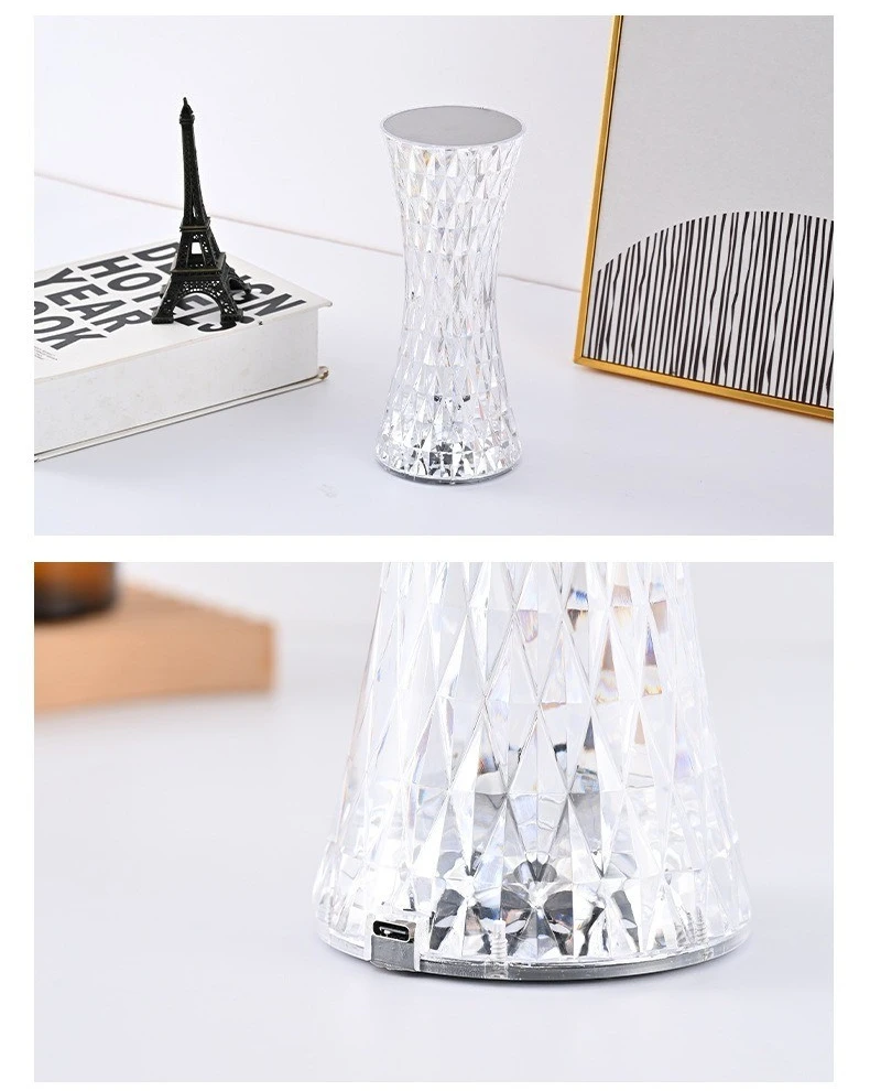 Creative Curvy Waist Crystal Table Lamp Touch Control Romantic Atmosphere Night Light Decorative Gift Lamp for Bedroom Bedside