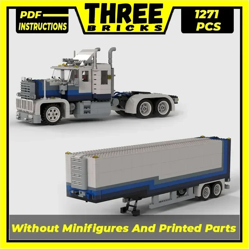 도시 차량 모델 Moc 빌딩 벽돌 트레일러 트럭 V12 엔진 기술 블록 선물 크리스마스 장난감 DIY 세트 조립