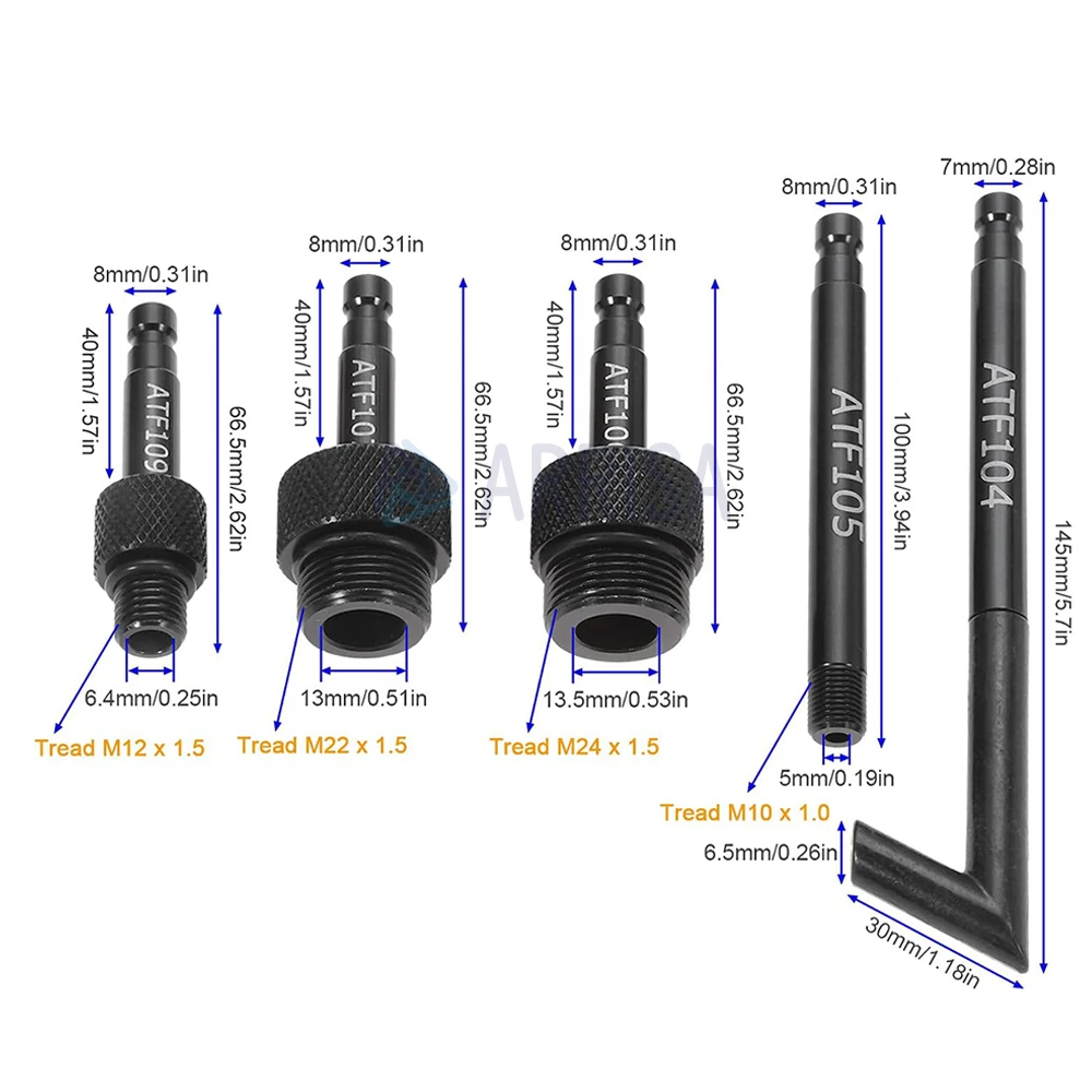 6PCS Transmission Fluid Oil Filling Adapter For VW Audi 09G 01J 722.9 CVT DSG ATF Benz Filler Aluminum Adapters Automatic