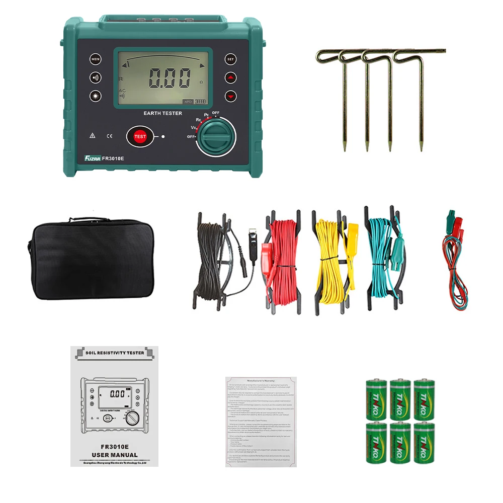 FUZRR FR3010 FR3010E Digital Ground Resistance Tester 3KΩ AC 600V Three-wire Earth Voltage Detector 3000Ω  Tower Transmission