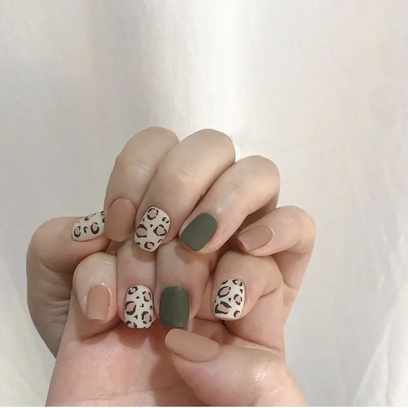 14pcs/box leopard print nail stickers waterproof long-lasting European and American nail stickers pregnant women can use nail ar