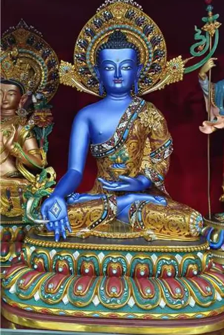 55cm Copper Painting Bhaisajyaguru Medicine Buddha statue Sakyamuni gilding Amitabha Buddha sculpture
