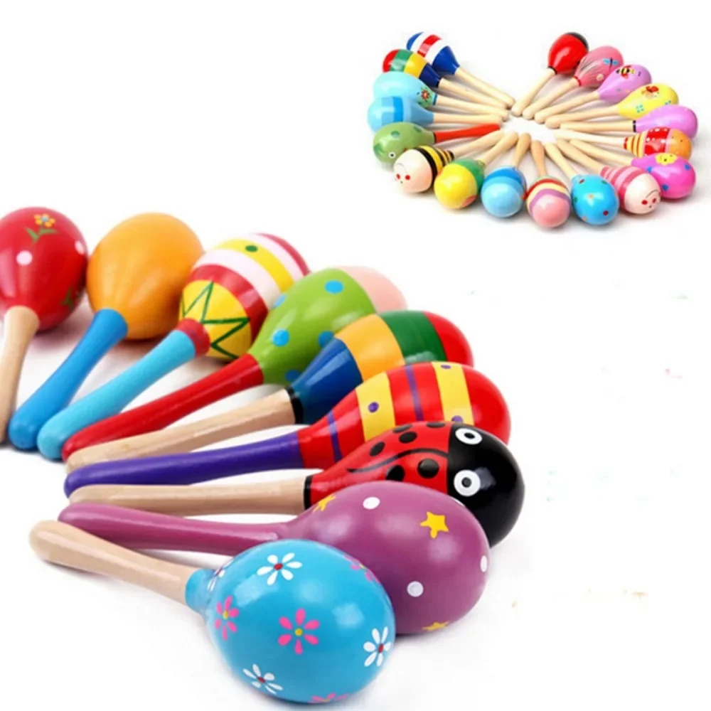 Montessori Baby Toy Wooden Colorful Musical Instrument Rattle Shaker Sand Hammer Bell Kids Toys for Children Early Learning Toys