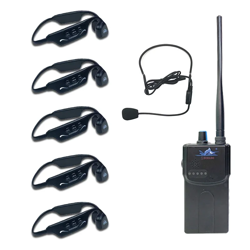 SwimTalk Training System Real Time Swimming Headphones H913C 5 Units Instant Feedback with Coach FM Transmitter 1 Unit