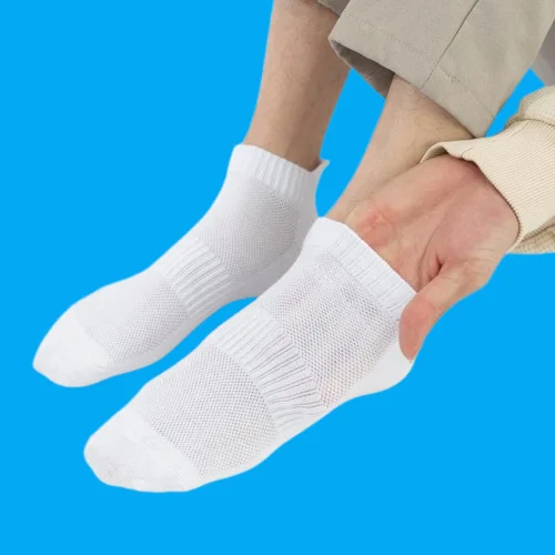 5/10 Pairs Sweat-absorbent Breathable Thin Mesh Boat Socks Sports Leisure Cotton Socks Men's Summer Solid Color Socks