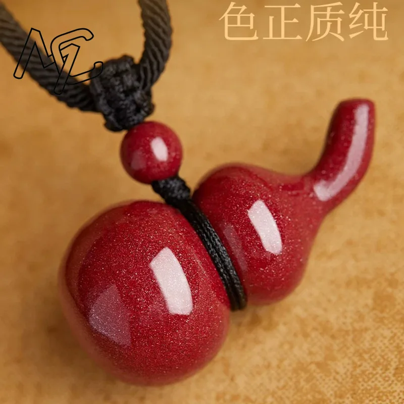 New Red Cinnabar Crooked Neck Gourd Pendant Hand Weaving Jewellery Fashion Man Woman Luck Trendy Amulet Customized Genuine