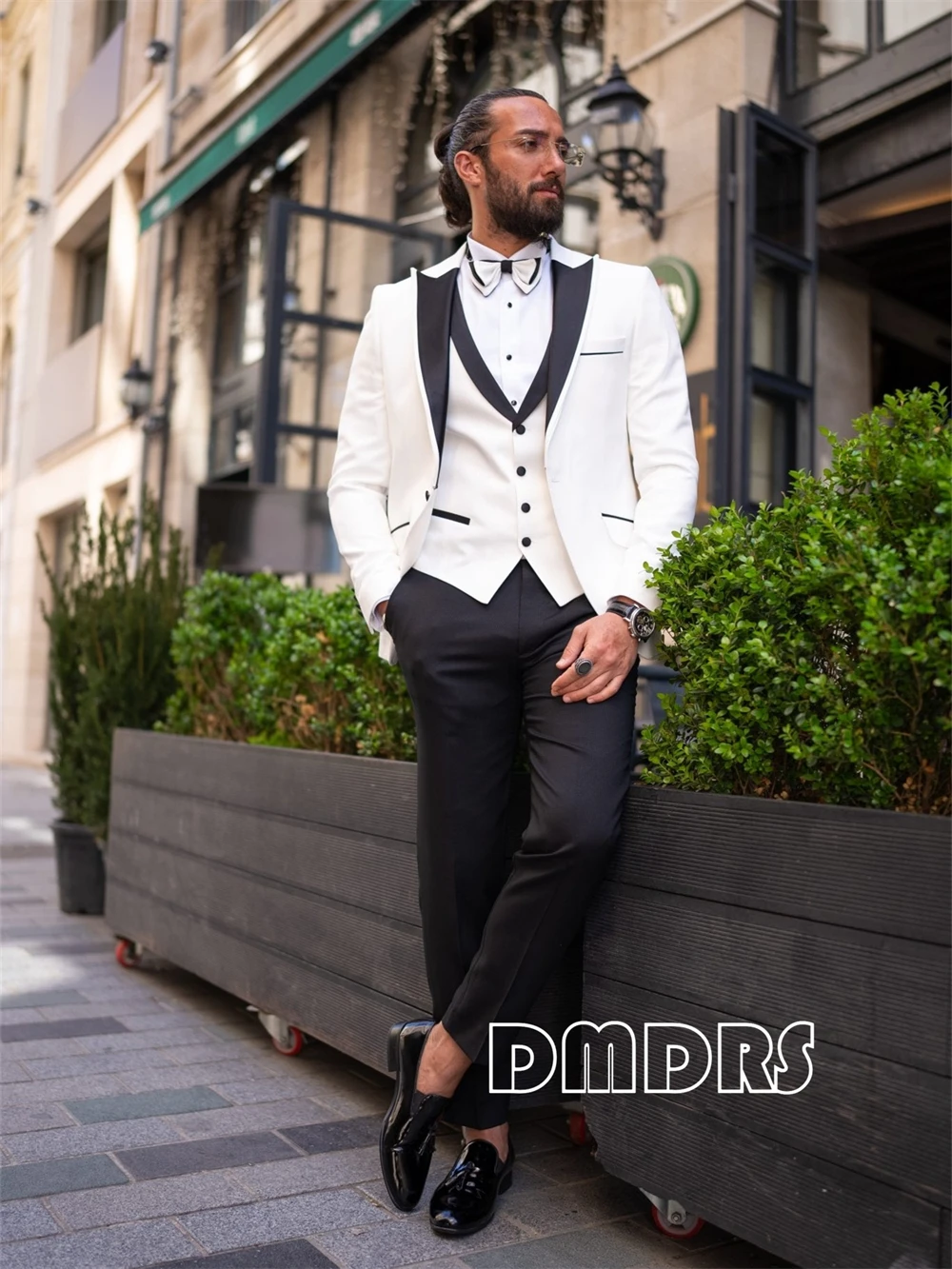 Groom Wedding Suits from XXS-7XL, Plus Size 3 Pieces Black White Suit, Dinner Formal Occasion Tuxedo Jacket Blazer Vest Pants