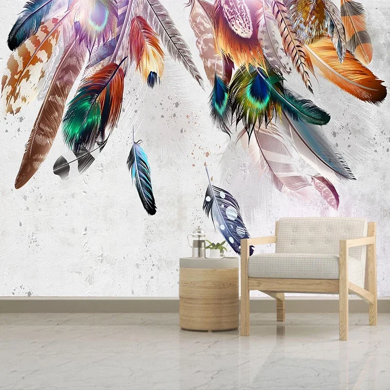Custom 3D Wallpaper Home Decor Golden Feather Wall Art Painting Modern Kids Room Bedroom Living Room Background Papel De Parede