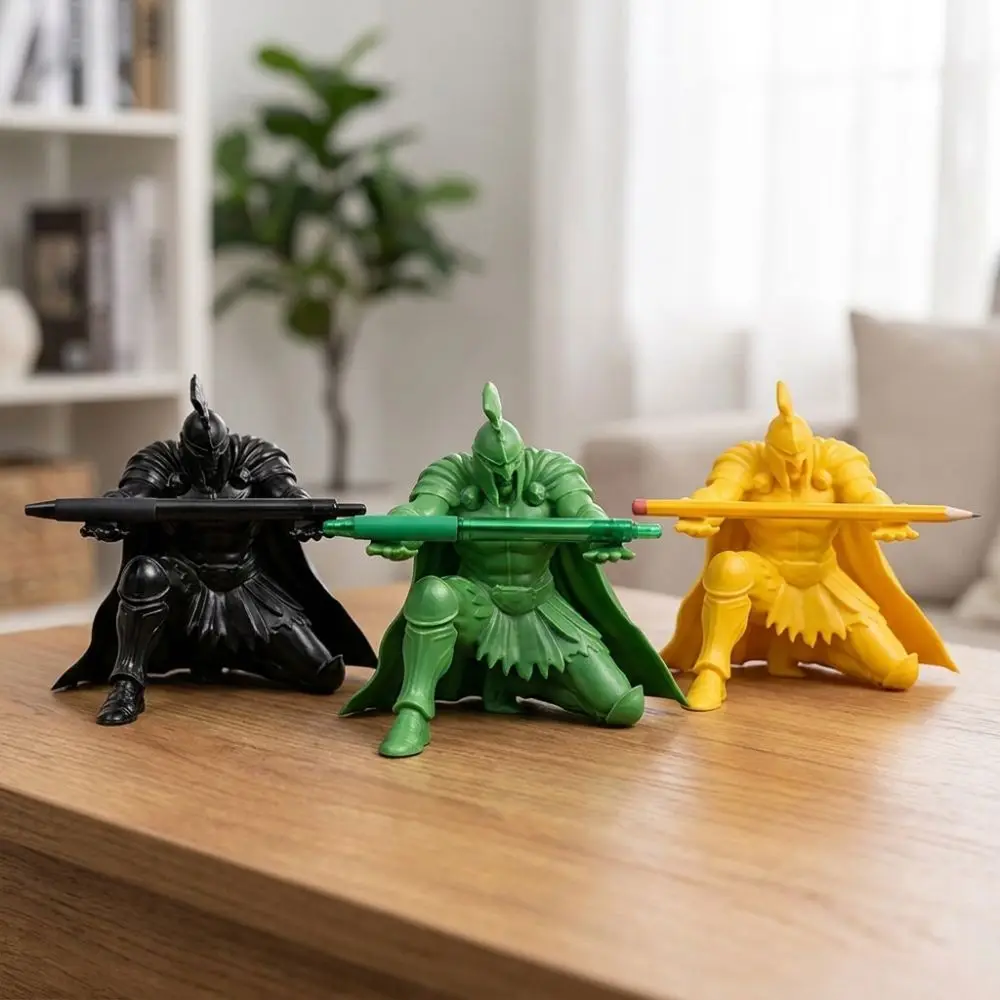 3D Printed Warrior Pen Holder Plastic Waterproof Roman Gladiator Pen Stand Vintage Figurine Fountain Pen Holder Birthday Gift