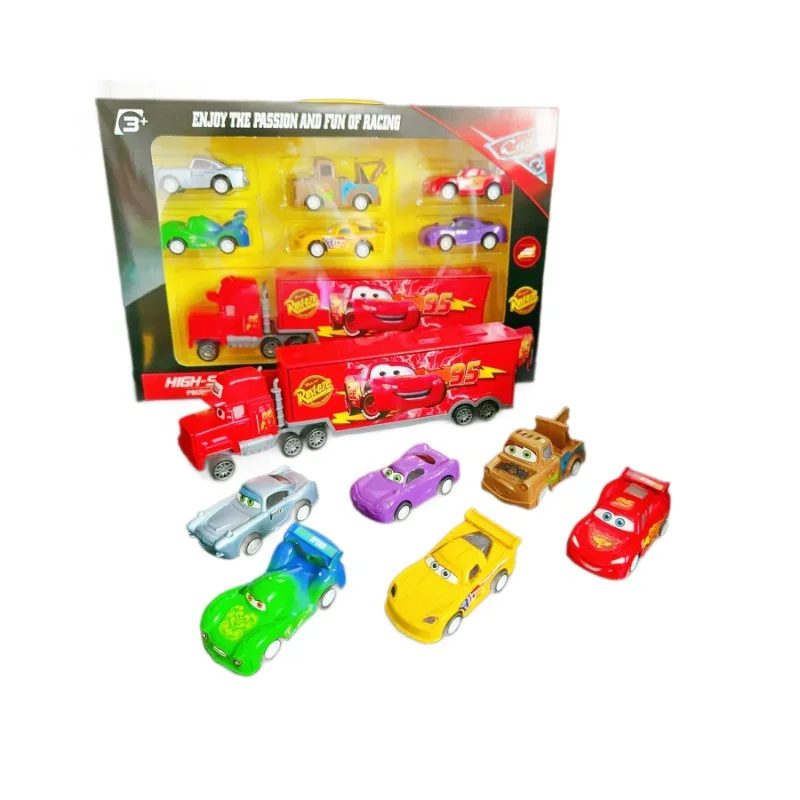 7/12 個ディズニーピクサーカーズプルバック車両ライトニングマックィーンマーターチャンピオントラックボーイ誕生日おもちゃ車モデルおもちゃギフトセット