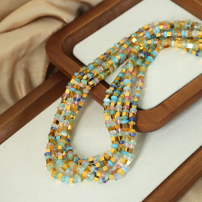 Keen on collar de acero inoxidable estilo bohemio joyería elegante de moda cuentas de ábaco cuentas hechas a mano al por mayor