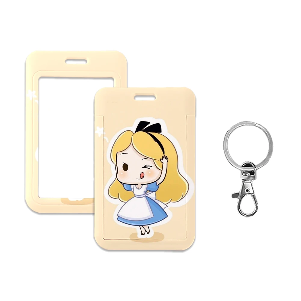 Princess Keychain Neck Strap Key ID Card Badge Holder Cartoon Lanyard Alice Movie Necklace Girls Gift Student Transfer Card