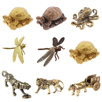 Dragonfly Brass Figurines Statue Decor Figurine Ornament Sculpture Mini Animal Shui Home Feng Metal Knobs Figure Insect Wall