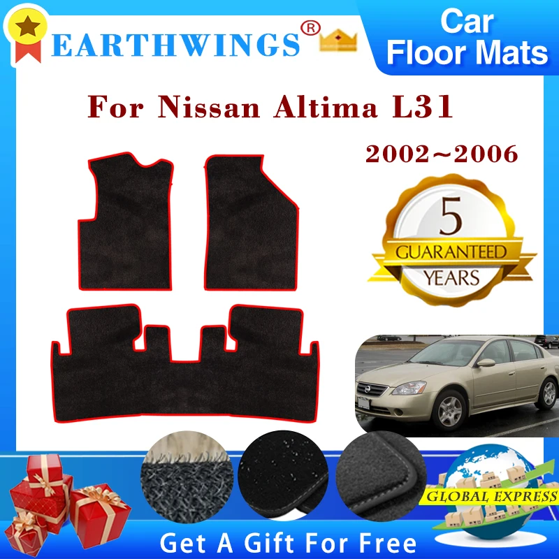 For Nissan Altima L31 2002~2006 2003 2004 Car Floor Mats Carpets Rugs Panel Anti-slip Pad Premium Custom Foot Pads Accessories