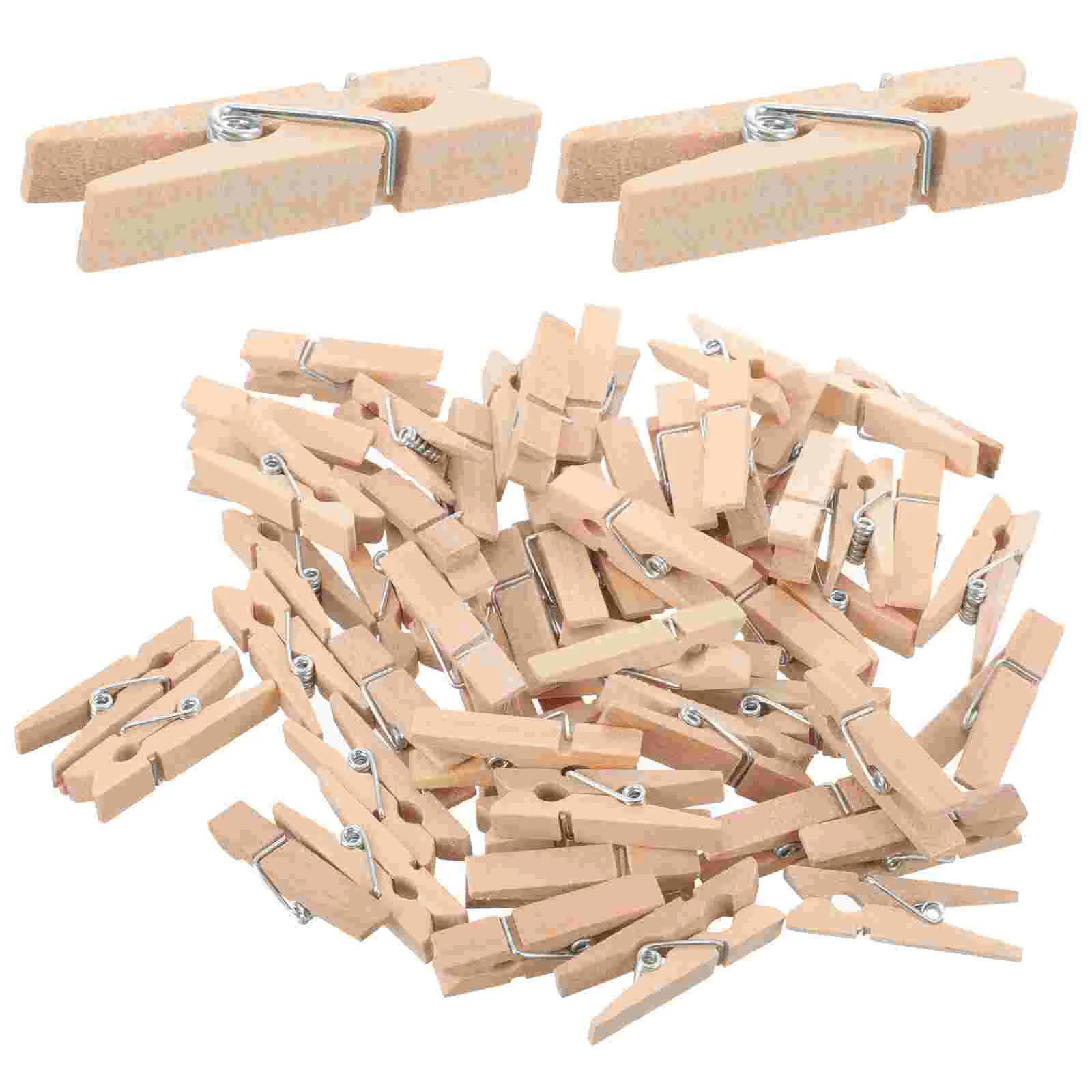 100 Pcs Natural Wooden Clothespin Spring Loaded Mini Craft Clip for Photo Paper Clothing Home Decor Party Craft Gift