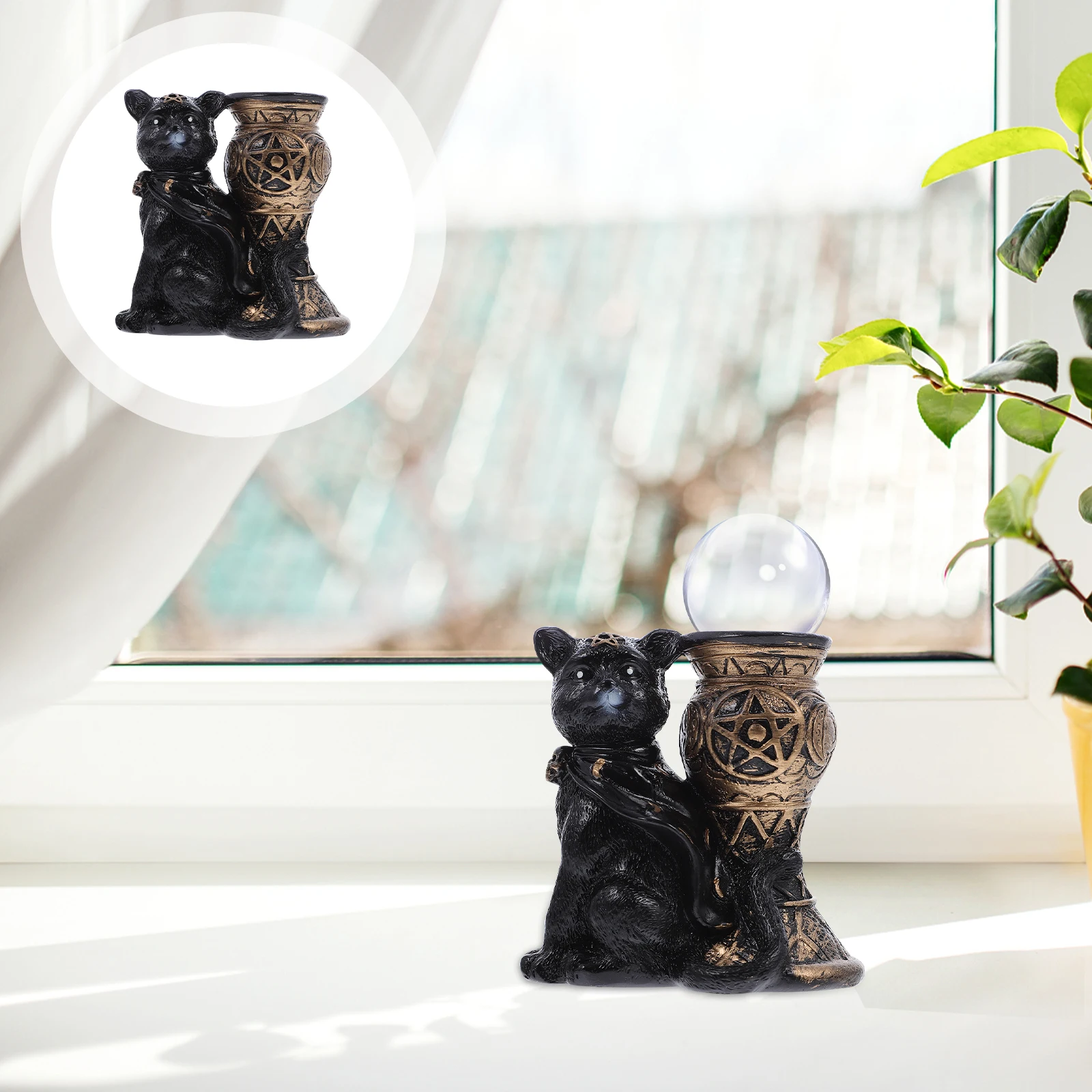 

1Pcs Lucky Cat Statue Unique Crystal Ball Base Ornament Chic Tabletop Home Decor Practical Decoration Crystal Ball Base