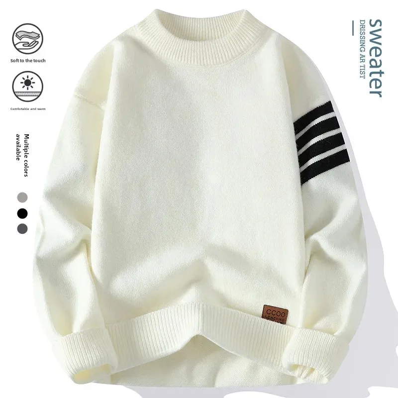 Casual Knitted Top Sweater 2024 Autumn Winter Men's Half Polo/turtle Neck Best Seller Youth Sweater