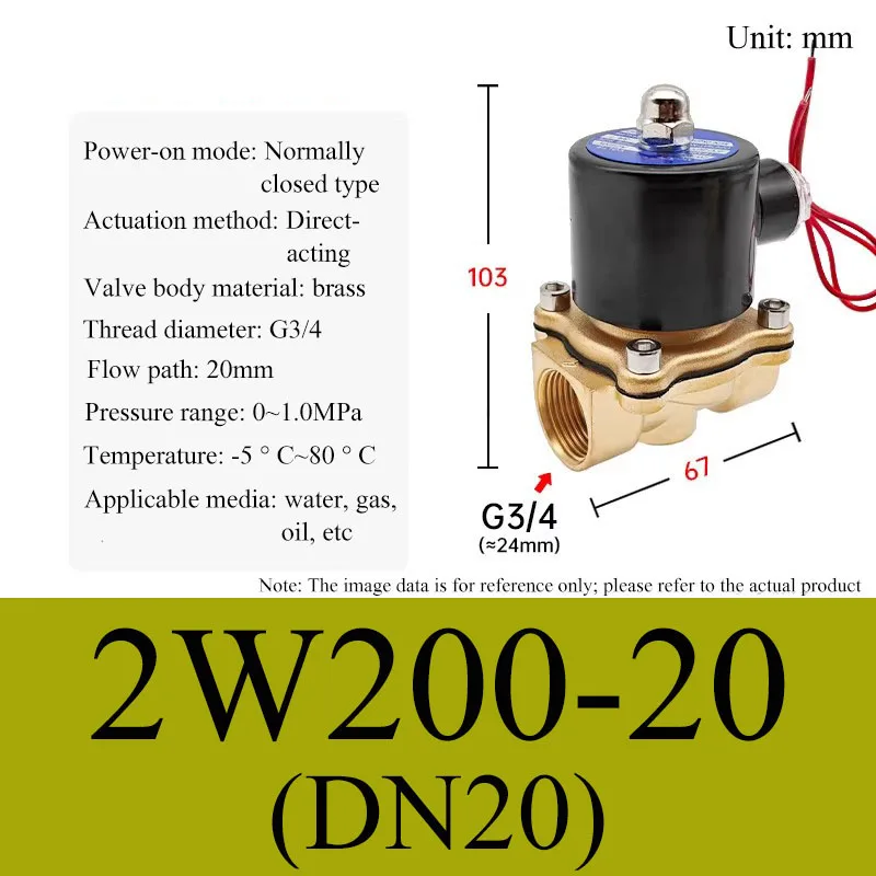 Elektrische magneetklep 1/4" 3/8" 1/2" 3/4" 1" DN8/10/15/20/25/50 Normaal Gesloten Pneumatisch voor Water Olie Lucht 12V 24V 110V 220V