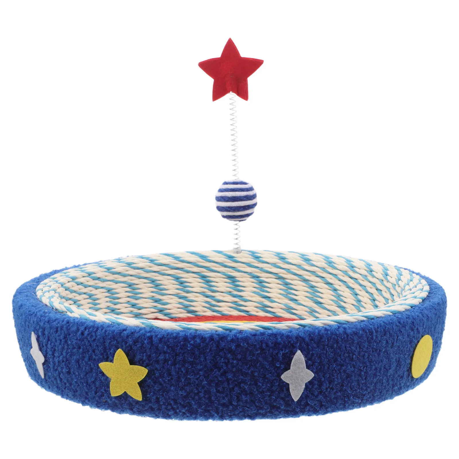 

Round Sisal Cat Scratcher Bed Star Pattern Kitten Lounge Cozy Resting Space Durable Woven Design Compact Home Decor
