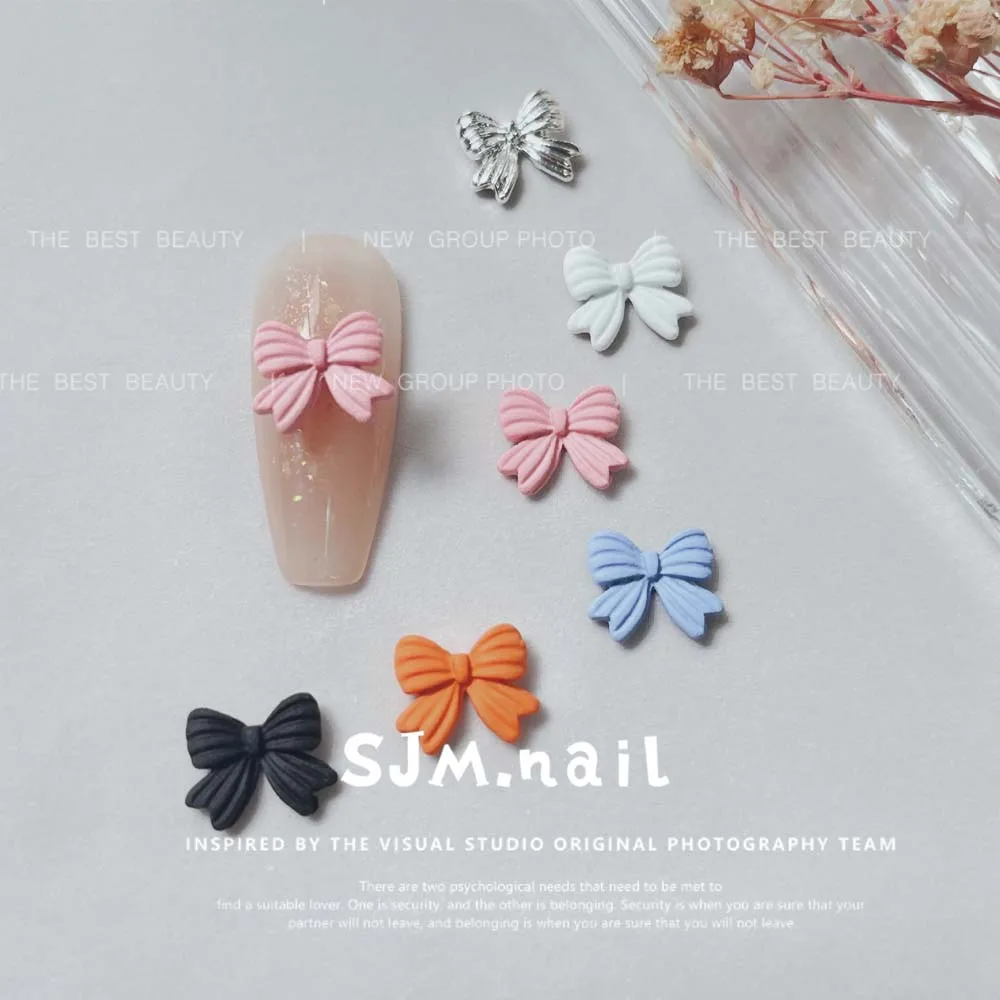 

10pcs Luxury Kawaii Bow Nail Art Charms 3D Japanese Alloy Bow Tie Jewelry Nail Rhinestone Decoration DIY Manicure Parts