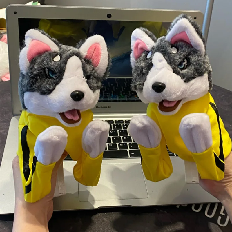 Interactive Toy Husky Boxing Battl Stuffed Animal Boxing Dog Interactive Hand Puppet Plush Animal Toy Gloves Finger Husky Plush